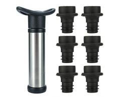 You&Lemon Vakuum Weinpumpe mit 6 Stopfen Edelstahl Wein Vakuumpumpe Weinflaschenverschlüssen Vakuum-Pumper Preserver