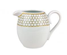Van Well Milchkännchen Honey, 250 ml, Milchkanne, Kännchen, Milchgießer mit edlem Wabendekor, honigfarben, Gold-gelb-grau, edles Markenporzellan