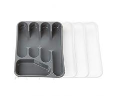 2friends Besteckkasten für Schubladen, ausziehbar bis auf 46 cm, anthrazit/Weiss, hochwertiger Kunststoff, Höhe 4 cm x einfache Breite 27 cm x Tiefe 33,5 cm