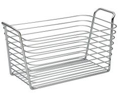 iDesign Classico Aufbewahrungskorb, mittelgroßer Drahtkorb aus Metall mit Griffen für Badzubehör oder Spielzeug, silberfarben