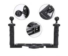 Jacksking Fototablett, Aluminium-Tablettstabilisator mit Zwei Griffen für Unterwasserkamera-Zubehörgehäuse