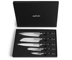 Rustler Damaszener Messer Set | 5er Set | Gemüsemesser (8,5 cm) | Santoku-Messer (12 & 17,5 cm) | Kochmesser (19,8 cm) | Chef-Messer (20 cm) | 67 Lagen korrosionsbeständiger Damaszenerstahl