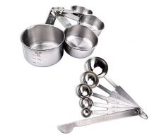 Schramm® 10-teilges Set Messlöffel und Messbecher aus rostfreiem Edelstahl mit Messlineal eingravierte Messwerte stapelbar