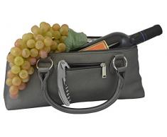 Primeware Wein-Clutch-Tasche (thermoisoliert) trendige Damen Tragetasche | fasst rote & weiße 750 ml Flaschen | trendige Mode | inkl. tragbarem Kellner-Korkenzieher Stahlgrau Birmingham