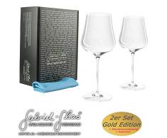Palatina Werkstatt ® Gabriel-Glas | Gold Edition 2 er Set | mundgeblasenes Weinglas | 90 Gramm | spülmaschinenfest | + speziellem Gläser-Poliertuch
