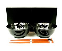 Suppenschüssel-Set KUROJI-Sakura Porzellan-Schalen hergestellt in Japan Ø 15,2 cm, H. 7 cm