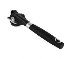 szkn Manueller professioneller Dosenöffner aus lebensmittelechtem Edelstahl, mit leichtem Drehknopf, weich, bequem, ergonomisch geformt, rutschfester Griff, Schwarz One siehe abbildung