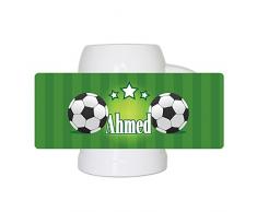 Fußball-Bierkrug mit Namen Ahmed und schönem Motiv mit Fußbällen und grünem Hintergrund für Männer - Fan-Bierkrug personalisiert - Deutschland-Krug - Bierhumpen