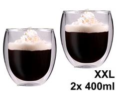 Feelino Aktion: 2X 400ml doppelwandige Thermo-Teegläser/Kaffeegläser Rondini extra groß mit Schwebeeffekt