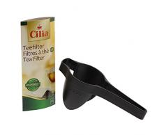 Cilia Teefilter-Set, Teefilter-Halter inklusive 10 Teefilter, Kunststoff, Schwarz, 136315
