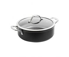 ProCook Professional Ceramic niedriger Bratentopf - 24 cm - 3,4 l - Schmorpfanne - mit Deckel - mit Keramikbeschichtung - Induktion - Schmortopf - CoolTouch Griffe - induktionsgeeignet