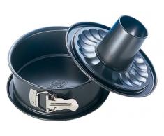 Dr. Oetker Springform mit Flach- und Rohrboden à 18 cm, Kuchenform aus Stahl mit Antihaftbeschichtung, Backform aus veredeltem Schwarzblech, Menge: 1 Stück