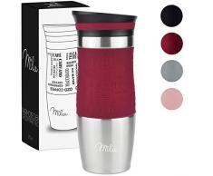 Milu Thermobecher Isolierbecher Kaffeebecher to go - 370ml 100% Auslaufsicher - Trinkbecher aus Edelstahl - Autobecher doppelwand Isolierung - Thermo Becher - Travel Mug - Rot
