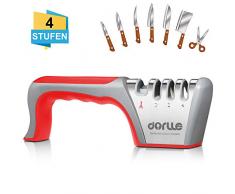 Dorlle Messerschärfer Profi，Messerschaerfer Messerschleifer 4 - Stufen Aktualisierte Version Scherenschärfer Für Scher,Wolfram-Carbid-Stahl,Keramikstein Hilft Reparatur(Rot)