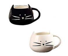 Adkwse 2 Stücke Kaffeebecher Katze Tassen Keramik Nette Porzellanbecher Tee Tasse Kaffeetasse Teebecher
