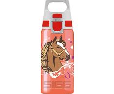 SIGG VIVA ONE Horses Kinder Trinkflasche (0.5 L), schadstofffreie Kinderflasche mit auslaufsicherem Deckel, einhändig bedienbare Trinkflasche für Kinder