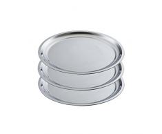 King X1224 Tablett, Rund, 35 cm, 3-er Pack, Edelstahl