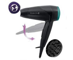 Remington Haartrockner On The Go D1500, 2000 Watt, weltweite Spannungsanpassung, klappbarer Reisehaartrockner, Stylingdüse, kompakter Diffusor, schwarz
