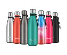 Newdora Trinkflasche Edelstahl Thermosflasche BPA-frei Auslaufsicher Vakuumisolierte Sportflasche Leicht Wasserflasche - 500ml für Reisen, Sport und Outdoor mit Reinigungsbürste