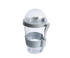Anik-Shop JOGHURTBECHER Löffel Deckel Müslibecher Müsli to go Müslischale Müslidose Joghurt Obst Becher 6 (Grau)