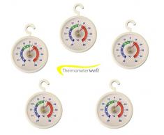Thermometerwelt 5 Stück Kühlschrank Thermometer auch für Gefrierschrank Haken und selbstklebend Kühlschrankthermometer 4951