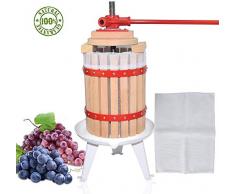 Obstpresse Apfelpresse Fruchtpresse der mit Hölzernem Korb für Selbst Gemachten Natürlichen Saft, Traube, Beere, Apfel, Fruchtpresse Weinpresse inklusive Kostenlos Pressnetz (18L)