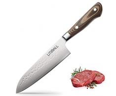 Litimall Damastmesser Küchenmesser, Damast Kochmesser Chefmesser 20cm Super Scharf Klinge mit Japanisch Damaststahl, Ergonomische Allzweck Messer, mit Geschenkbox (damast chefmesser)