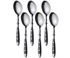 GRÄWE Tafel-Löffel 6er Set - Menü- und Suppenlöffel aus geschmiedetem Edelstahl, rostfrei, nickelfrei, schwarzer Griff, SerieNÜRNBERG