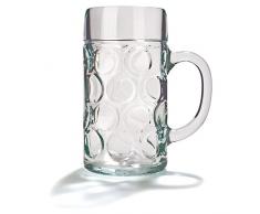 Deutscher Glasbierkrug, 1 Liter (2 Pint), klassischer Bierkrug, Maßkrug