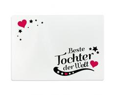 Wandkings Glasschneidebrett mit Schriftzug „Beste Tochter der Welt“ - Design wählbar - Glasschneideplatte, Schneidebrett aus Glas, Frühstücksbrettchen - MOTIV 8