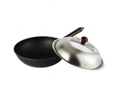 Bratpfanne ofenfester Griff, Antihaft-Pfanne Bratpfanne ，PremiumAluminum Fry Universal Großer Wok Antihaft-Pfanne Edelstahl mit Deckel Bratpfanne M.