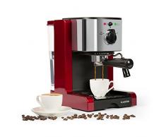 Klarstein Passionata Rossa 20 - Espressomaschine, Espresso-Automat, Kaffee-Maschine, 1350 Watt, 1,25 Liter, automatischer Druckablass, inkl. Milchschaum Düse für Zubereitung von Cappuccino, rot