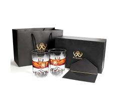 Aibada Mount Whisky Gläser 2er Set, Rocky Everest Mountain, Bourbon Scotch Ultra Clear Whiskyglas