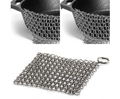 LANGING Gusseisen-Schrubber Reiniger Edelstahl für Pfannen- und Bratpfanne