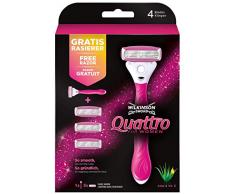 Wilkinson Sword Quattro for Damen Rasierer mit 3 Ersatzklingen, 1 + 3 Klingen
