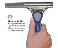 Profi-Fensterabzieher (35cm) von LEWI | streifenfreies Ergebnis, ergonomischer Griff, Edelstahlschiene & Gummilippe | Fensterwischer | Fensterreiniger | inkl. Gratisprobe Profi-Glasreiniger