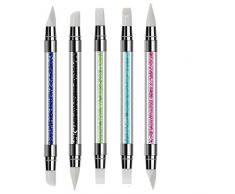 Mwoot 5pcs GEL Nailart Pen schnitzen Pinsel Silikon-Kopf-Acryl Griff-Salon-Werkzeug-Set, Nagel Kunst Pinsel,Nail Art Bleistift
