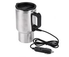 Elektro-Isolierflasche - 12V 65 ℃ Auto Wasserkocher Becher Reise-Edelstahl-Heizung Cup for Kaffee, Tee, 450ml