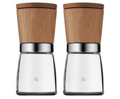 WMF Ceramill Nature Gewürzmühle, Set 2-teilig, unbefüllt, Holz, Glas, Keramikmahlwerk, Mühle für Salz, Pfeffer, Chillischoten, H 14 cm