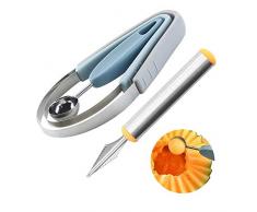 ZYZ Multifunktionaler Edelstahl-Fruchtlöffel, DREI in einem Fruchtkugel-Tranchiermesser Fruchtwassermelonenmelonenlöffel Melonenkartoffel