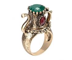GMZWW Weinkrug Antik Ring Gold Farbe Mode Frauen Vintage Schmuck Grün Harz Hochzeitsfeier Ring 9 Grün