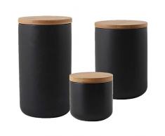 OnePine 3er Set Vorratsdosen Keramik mit Bambusdeckel Vorratsdose Kaffeedose Teedose - Keramik Aufbewahrungsdosen für Tee Kaffee Bohne Zucker Gewürz Nüsse Korn (260ml,800ml,1000ml)