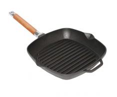 Grillpfanne Gusseisen Steakpfanne Bratpfanne Holzgriff abnehmbar (26 cm)