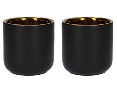La Cafetière Edited Wärmeisolierte Espressotassen aus Keramik, 70 ml – Mattschwarz/Gold (2er-Set)