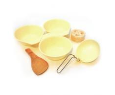 Campinggeschirr-Set 12-teilig (730 Gramm) aus leichtem, eloxiertem Aluminium in mattem Anthrazit / kompaktes Kochgeschirr für Outdoor / Survival inkl. Polyester-Schutzbeutel - Marke Ganzoo