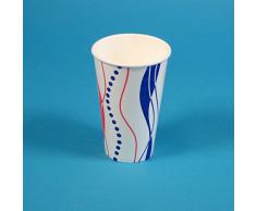 1000 Pappbecher Papptrinkbecher Trinkbecher Colabecher Kaltgetränkebecher Ausschankbecher 0,5l 500ml, Retro Design, rot weiß blau, mit Eichstrich, Ø90mm, PE Beschichtet, lebensmittelecht, Qualität Made in Germany