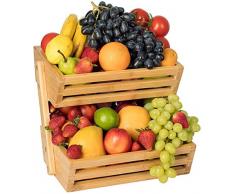 zicheng maoyi Obstkorb Bambus mit Aufbewahrung 2 stöckig, Universal Offene Aufbewahrungsbox für Küche, Haushalt & Wohnen Dekorativer