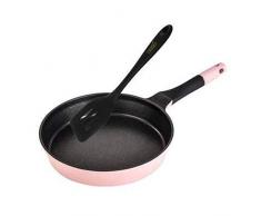 FULANTE Antihaft-Pfanne aus gestreiftem Gusseisen, Steak-Bratpfanne aus Nicht beschichtetem Gas für Antihaft-Pfanne aus haushaltsgebratenem Steak-Spezialtopf,Pink,28cm