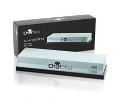 ChefMe! Schleifstein 400/1000 zum Messer schärfen mit deutscher Anleitung | Wetzstein mit rutschfester Unterlage