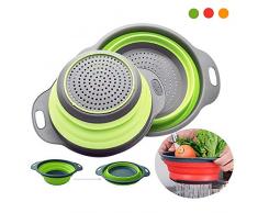 Seiher Faltbarer Seiher, Küche Silikon Klappbar Sieb Nudelsieb, Umweltfreundlich Non-Toxic Leicht zu Reinigen, 2 Größe